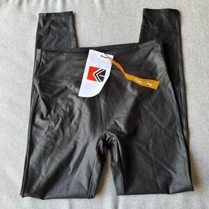 Retro Gong Faux Leather Leggings Stretch High Waisted Pleather